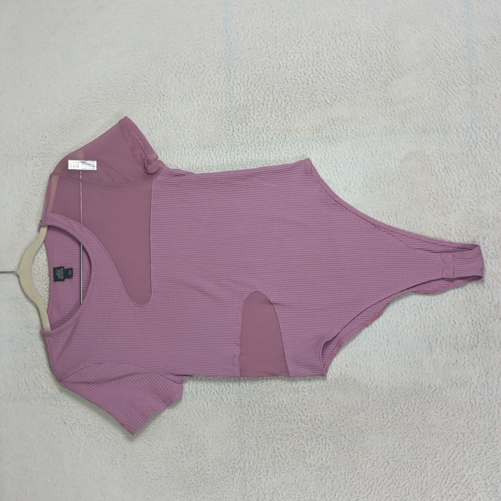 Wild Fable Junior's Purple‎ Ribbed Mesh Bodysuit Size L
